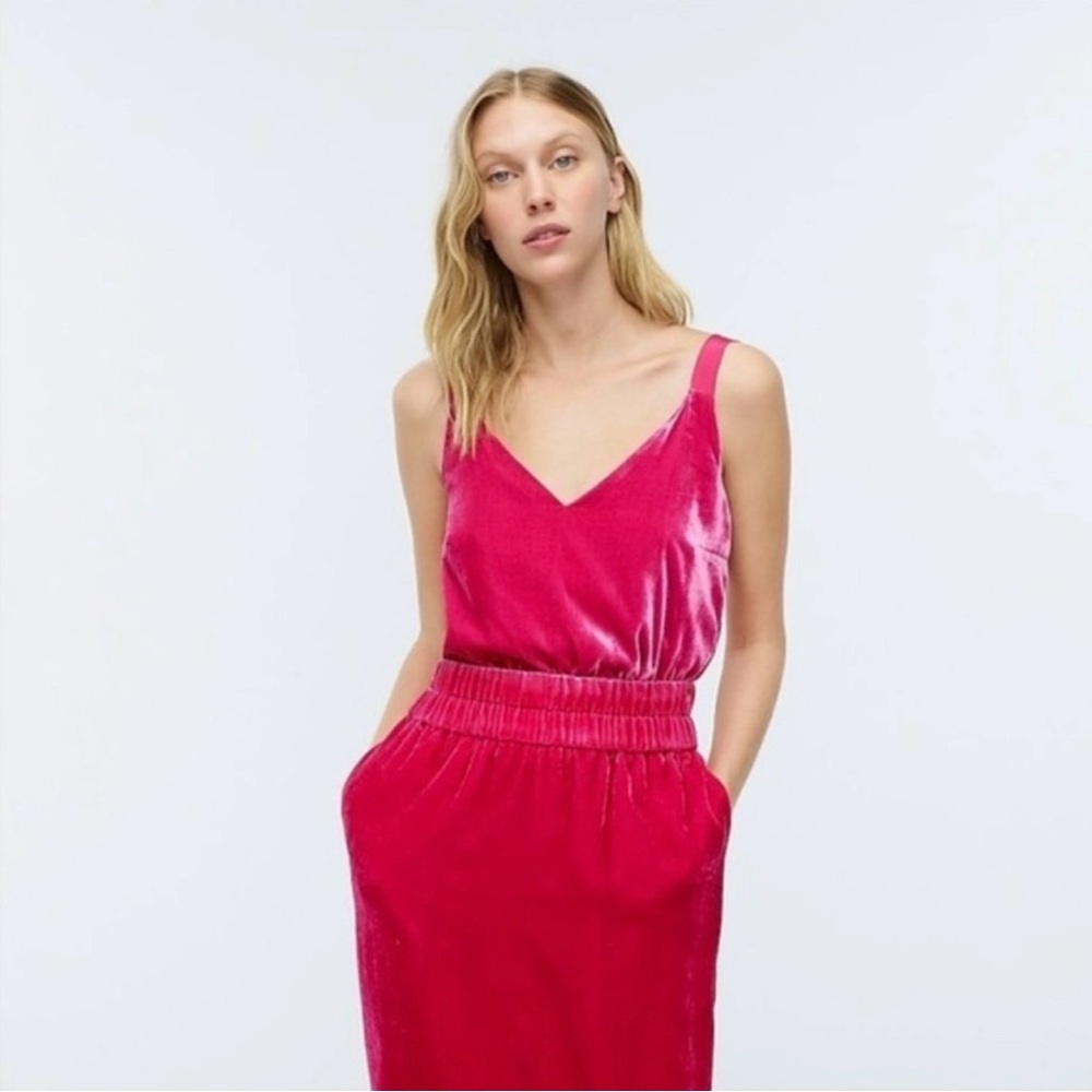 J. Crew Velvet Velour Fuchsia Pink Tank Camisole top S